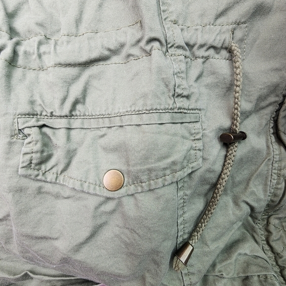 BONGO Olive Green Hooded Utility Jacket Women's XL 100% Cotton Contrast Zipper - Picture 4 of 7